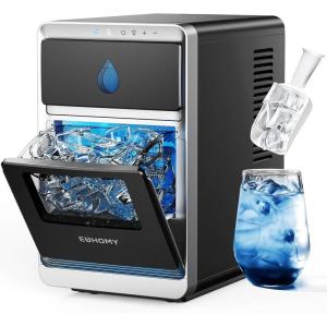 imageEUHOMY LunaArc Crescent Ice Maker Countertop 1600PcsDay Ready in 12Mins Auto Deep Cleaning Timer Portable Ice Maker Machine with Clear Ice Cubes for WhiskeyCoffeeSoft DrinksBlack