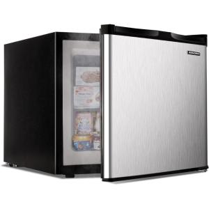 imageEUHOMY Mini Freezer Countertop11 Cubic Feet Single DoorCompact Upright Freezer with Reversible Stainless Steel Door Removable Shelves Small freezer for HomeDormsApartmentOfficeSilverSilver