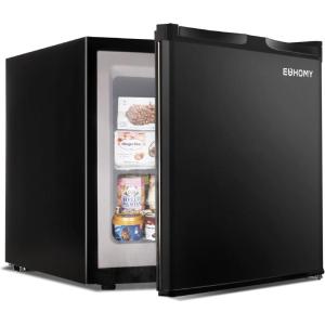 imageEUHOMY Mini Freezer Countertop11 Cubic Feet Single DoorCompact Upright Freezer with Reversible Stainless Steel Door Removable Shelves Small freezer for HomeDormsApartmentOfficeSilverBlack