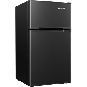 imageEUHOMY Mini Fridge with Freezer 32 CuFt Mini Refrigerator Dorm Fridge with 2 Door For BedroomApartmentOfficeFood Storage Cooling Drink BlackBlack