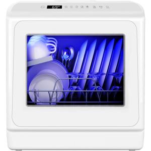 imageEUHOMY Mini Portable Dishwasher Countertop Compact Dishwashers Tabletop Small Dishwasher with 5L Builtin Water Tank with 6 Modes and Baby Care for Apartmentsampamp RVs No Hookup Needed6 Programs  White