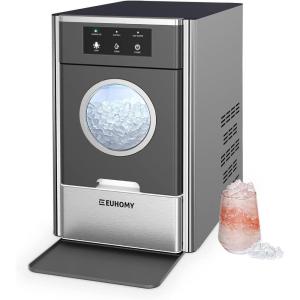 imageEUHOMY Nugget Ice Maker Countertop Max 33lbs24H 2 Ways Water Refill LED Light SelfCleaning Pebble Ice Maker with Basket and Scoop for HomeKitchenCampingRV Black SilverBlack  Silver