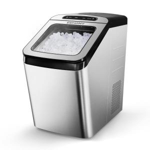 imageEUHOMY Nugget Ice Maker Countertop Max 34lbsDay 2 Way Water Refill SelfCleaning Pebble Ice Maker Machine with 3Qt Reservoir Ideal for Home Office Bar and Party SilverStainless Steel Sliver