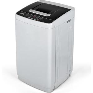 imageEuhomy 103cuft Portable Washer 88LBS Capacity Small Portable Washing Machine with 10 Programs 5 Water Levels Drain Pump and LED DisplayCompact Washer for Apartments RVs Homes Light Gray09 cuft