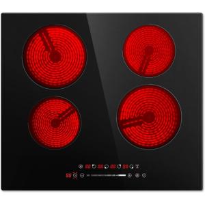 imageEuhomy 2 Burner Electric Cooktop 12 inch 110V Plug in Electric Stove Top Burner 16 Level and Touch Control1800W Builtin and Countertop Cooktop Stove Child LockTimerResidual Heat IndicatorBlack4 Burners