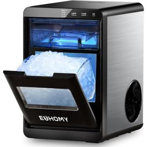 imageEUHOMY Nugget Ice Maker Countertop 40Lbs24H Pebble Ice Maker Machine SelfCleaning Countertop Sonic Ice Makers with Ice ScoopampampBasket Pellet Ice Maker Machine for HomeKitchenOfficeBlack