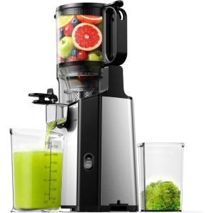 imageCold Press Juicer Machines EUHOMY 56quot Wide Feed Chute Juicer Machines with 400W Slow Masticating Juicer for Whole Fruits ampamp Vegetables High Juice Yield Easy to clean Black Stainless Steel
