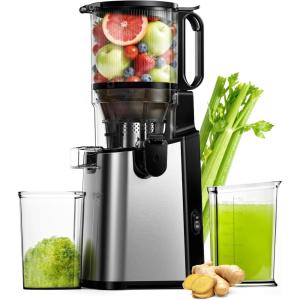 imageJuicer Machines EUHOMY 58quot Wide Feed Chute Cold Press Juicer for Whole Vegetables ampamp Fruits with 400W High Juice Yield Easy to clean Black Stainless Steel
