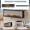 imageEUHOMY 50 Inch Electric Fireplace Wall Recessed and Wall Mounted with Adjustable Flame Color Fireplace Heater with Remote Control Linear Fireplace with Timer Touch Screen Log ampamp Crystal 7501500WUltrathin 72 Inch
