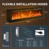 imageEUHOMY 50 Inch Electric Fireplace Wall Recessed and Wall Mounted with Adjustable Flame Color Fireplace Heater with Remote Control Linear Fireplace with Timer Touch Screen Log ampamp Crystal 7501500WUpgrade 60Inch