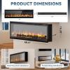 imageEUHOMY 50 Inch Electric Fireplace Wall Recessed and Wall Mounted with Adjustable Flame Color Fireplace Heater with Remote Control Linear Fireplace with Timer Touch Screen Log ampamp Crystal 7501500WUltrathin 60 Inch