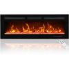 imageEUHOMY 50 Inch Electric Fireplace Wall Recessed and Wall Mounted with Adjustable Flame Color Fireplace Heater with Remote Control Linear Fireplace with Timer Touch Screen Log ampamp Crystal 7501500W20Inch
