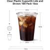 imageEUHOMY 100 Pack  16 oz Clear Plastic Cups with Lids and Straws Sturdy ampamp Food Safe Iced Coffee Cups with lids Disposable Plastic Smoothie Cups for Cold Drinks