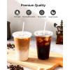 imageEUHOMY 100 Pack  16 oz Clear Plastic Cups with Lids and Straws Sturdy ampamp Food Safe Iced Coffee Cups with lids Disposable Plastic Smoothie Cups for Cold Drinks