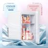 imageEUHOMY Skincare Fridge 5 Liter Mini Fridge for Bedroom with Dimmable LED Mirror ACDC Portable Cooler ampamp Warmer for Skincare Cosmetics and Food Makeup Fridge for Bedroom Car ampamp Office WhiteWhite