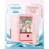imageEUHOMY Skincare Fridge 5 Liter Mini Fridge for Bedroom with Dimmable LED Mirror ACDC Portable Cooler ampamp Warmer for Skincare Cosmetics and Food Makeup Fridge for Bedroom Car ampamp Office WhitePink