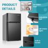 imageEUHOMY Mini Fridge with Freezer 32 CuFt Compact Refrigerator with freezer 2 Door Mini Fridge with freezer Upright for Dorm Bedroom Office Apartment Food Storage or Drink Beer BlackNew Black