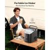 imageEUHOMY Nugget Ice Maker Countertop with Handle Ready in 6 Mins 35lbs Per Day Removable Top Cover AutoCleaning Portable Sonic Ice Maker with Basket and Scoop for HomePartyRVCamping