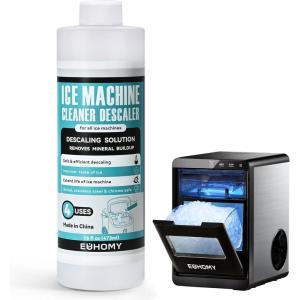 imageEUHOMY Nugget Ice Maker Countertop Ready in 7 Mins 34Lbs24H Pebble Ice Maker Machine SelfCleaning Countertop Sonic Ice Makers with Ice ScoopampampBasket Pellet Ice Maker for Home Stainless SteelGreen