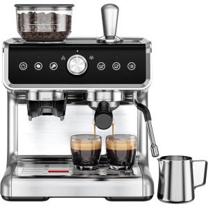 imageEUHOMY Espresso Machine with Grinder 20 Bar Coffee Maker with Milk Frother Steam Wand Professional Expresso Coffee Machines with Removable Water Tank Latte ampamp Cappuccino Machine for Home Barista